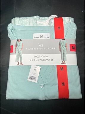 Karen Neuburger 2 Piece Pajama Set 100% Cotton Medium Green [COPY]